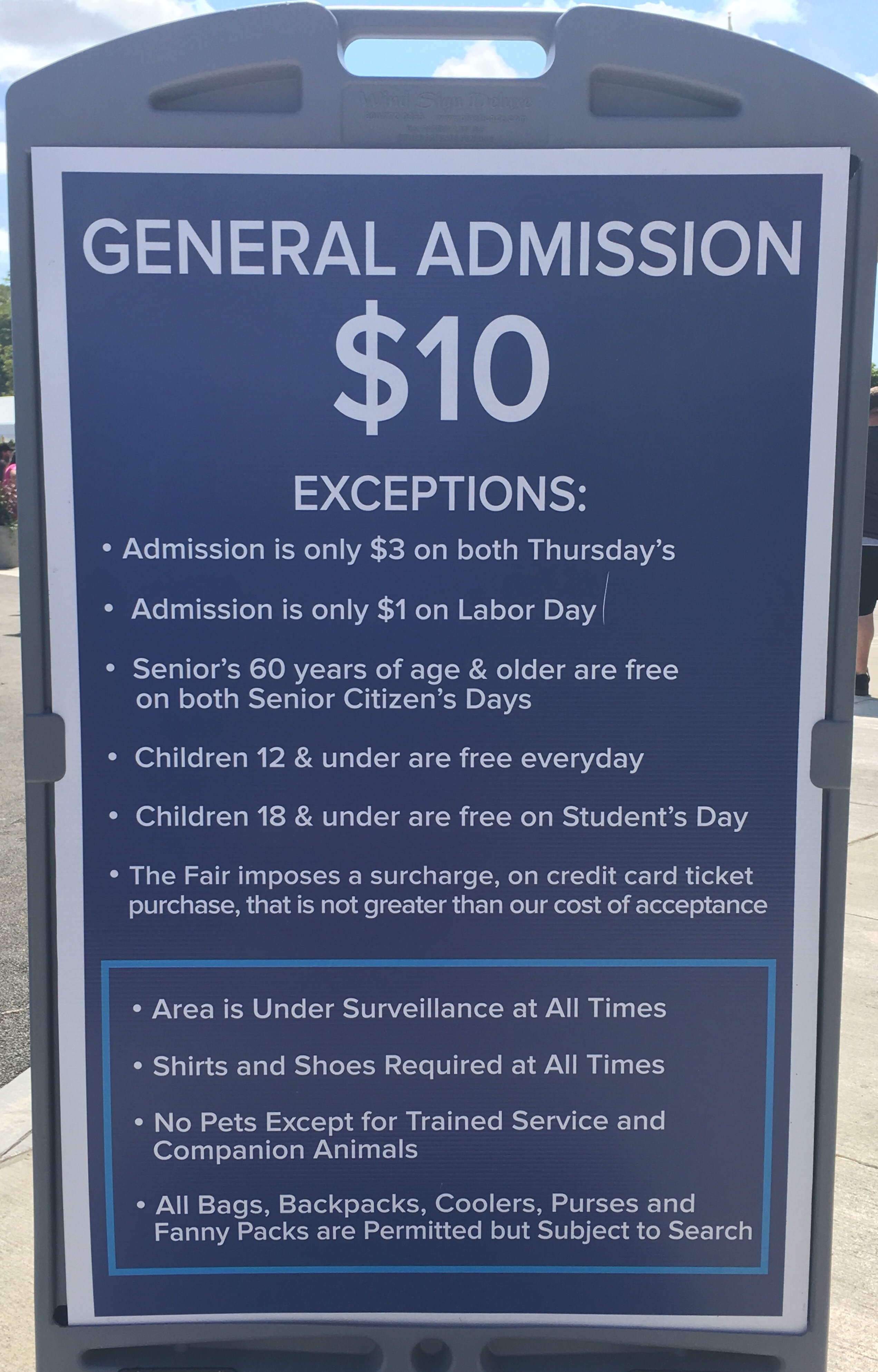 Admission Prices, General NYS Fair information